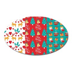 Funny Christmas Pattern Hohoho Oval Magnet by Vaneshart