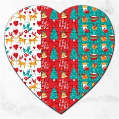 Funny Christmas Pattern Hohoho Jigsaw Puzzle (heart) by Vaneshart