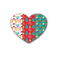 Funny Christmas Pattern Hohoho Rubber Coaster (heart)  by Vaneshart