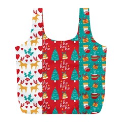 Funny Christmas Pattern Hohoho Full Print Recycle Bag (l) by Vaneshart