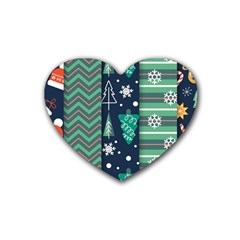 Flat Design Christmas Pattern Set Heart Coaster (4 Pack)  by Vaneshart