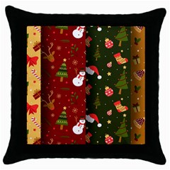 Hand Drawn Christmas Pattern Collection Throw Pillow Case (black) by Vaneshart