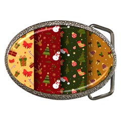 Hand Drawn Christmas Pattern Collection Belt Buckles