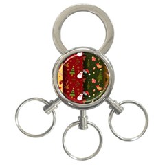 Hand Drawn Christmas Pattern Collection 3-Ring Key Chain