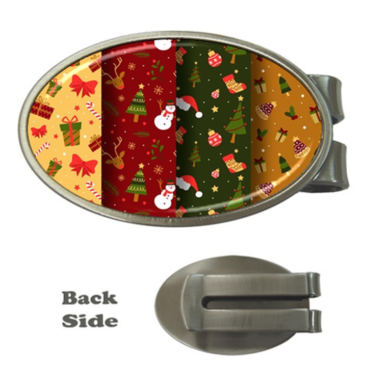 Hand Drawn Christmas Pattern Collection Money Clips (Oval) 