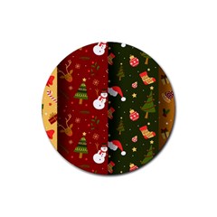 Hand Drawn Christmas Pattern Collection Rubber Round Coaster (4 pack) 