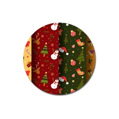 Hand Drawn Christmas Pattern Collection Magnet 3  (Round)