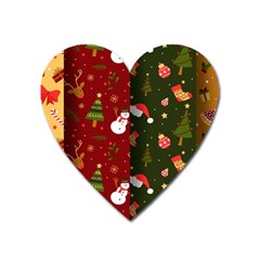 Hand Drawn Christmas Pattern Collection Heart Magnet