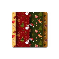 Hand Drawn Christmas Pattern Collection Square Magnet