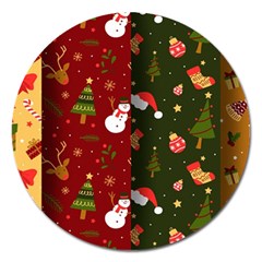 Hand Drawn Christmas Pattern Collection Magnet 5  (Round)