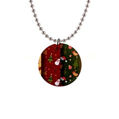 Hand Drawn Christmas Pattern Collection 1  Button Necklace