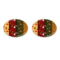 Hand Drawn Christmas Pattern Collection Cufflinks (Oval)