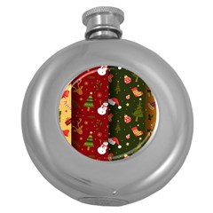 Hand Drawn Christmas Pattern Collection Round Hip Flask (5 Oz) by Vaneshart