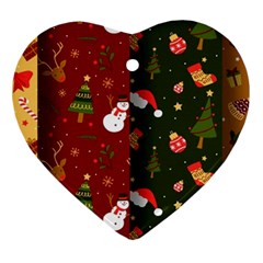 Hand Drawn Christmas Pattern Collection Heart Ornament (Two Sides)