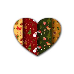 Hand Drawn Christmas Pattern Collection Rubber Coaster (Heart) 