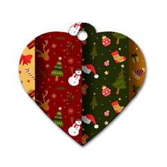 Hand Drawn Christmas Pattern Collection Dog Tag Heart (One Side)