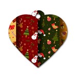 Hand Drawn Christmas Pattern Collection Dog Tag Heart (One Side) Front