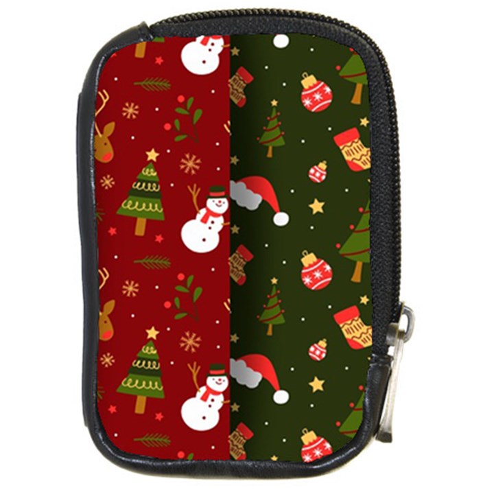 Hand Drawn Christmas Pattern Collection Compact Camera Leather Case