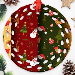 Hand Drawn Christmas Pattern Collection Round Filigree Ornament (Two Sides)