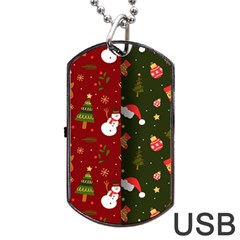 Hand Drawn Christmas Pattern Collection Dog Tag USB Flash (One Side)