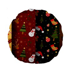 Hand Drawn Christmas Pattern Collection Standard 15  Premium Round Cushions