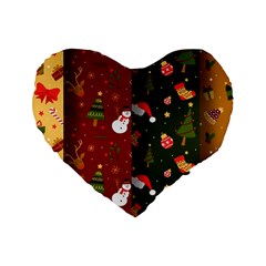 Hand Drawn Christmas Pattern Collection Standard 16  Premium Heart Shape Cushions