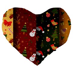 Hand Drawn Christmas Pattern Collection Large 19  Premium Heart Shape Cushions