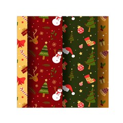 Hand Drawn Christmas Pattern Collection Small Satin Scarf (Square)