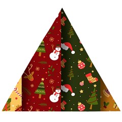 Hand Drawn Christmas Pattern Collection Wooden Puzzle Triangle