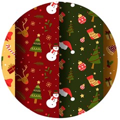 Hand Drawn Christmas Pattern Collection Wooden Bottle Opener (Round)