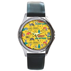 Colorful Funny Christmas Pattern Cool Ho Ho Ho Lol Round Metal Watch