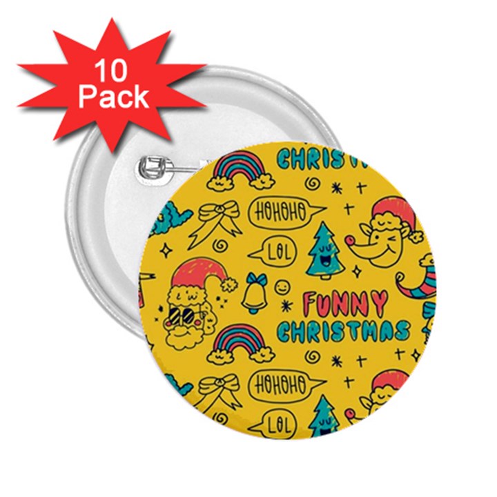 Colorful Funny Christmas Pattern Cool Ho Ho Ho Lol 2.25  Buttons (10 pack) 