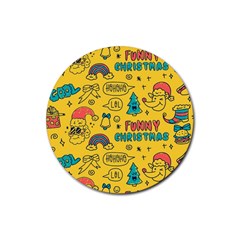 Colorful Funny Christmas Pattern Cool Ho Ho Ho Lol Rubber Round Coaster (4 pack) 