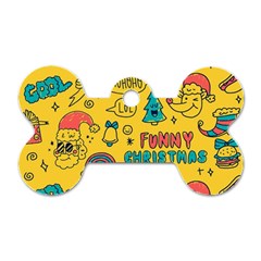 Colorful Funny Christmas Pattern Cool Ho Ho Ho Lol Dog Tag Bone (One Side)