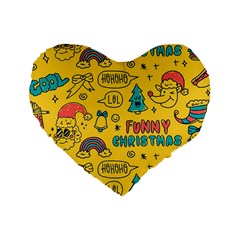 Colorful Funny Christmas Pattern Cool Ho Ho Ho Lol Standard 16  Premium Heart Shape Cushions