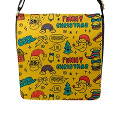 Colorful Funny Christmas Pattern Cool Ho Ho Ho Lol Flap Closure Messenger Bag (l) by Vaneshart