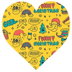 Colorful Funny Christmas Pattern Cool Ho Ho Ho Lol Wooden Puzzle Heart