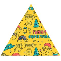 Colorful Funny Christmas Pattern Cool Ho Ho Ho Lol Wooden Puzzle Triangle