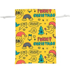 Colorful Funny Christmas Pattern Cool Ho Ho Ho Lol  Lightweight Drawstring Pouch (XL)