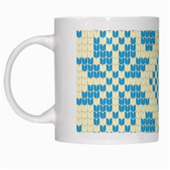 Beautiful Knitted Christmas Pattern Blue White White Mugs by Vaneshart