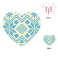 Beautiful Knitted Christmas Pattern Blue White Playing Cards Single Design (heart) by Vaneshart