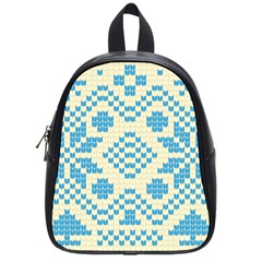 Beautiful Knitted Christmas Pattern Blue White School Bag (small) by Vaneshart