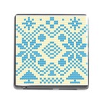 Beautiful Knitted Christmas Pattern Blue White Memory Card Reader (Square 5 Slot) Front