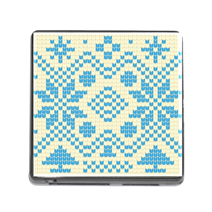 Beautiful Knitted Christmas Pattern Blue White Memory Card Reader (Square 5 Slot)