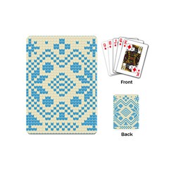 Beautiful Knitted Christmas Pattern Blue White Playing Cards Single Design (mini) by Vaneshart