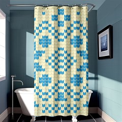 Beautiful Knitted Christmas Pattern Blue White Shower Curtain 36  X 72  (stall)  by Vaneshart