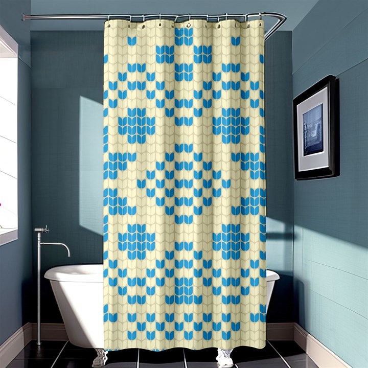 Beautiful Knitted Christmas Pattern Blue White Shower Curtain 36  x 72  (Stall) 