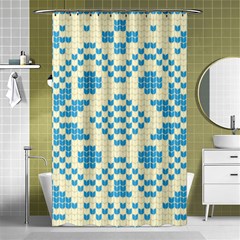 Beautiful Knitted Christmas Pattern Blue White Shower Curtain 48  X 72  (small)  by Vaneshart