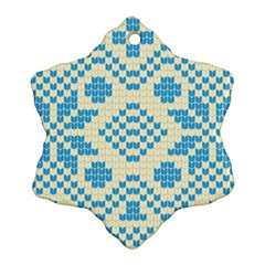 Beautiful Knitted Christmas Pattern Blue White Ornament (snowflake) by Vaneshart