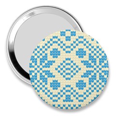 Beautiful Knitted Christmas Pattern Blue White 3  Handbag Mirrors by Vaneshart